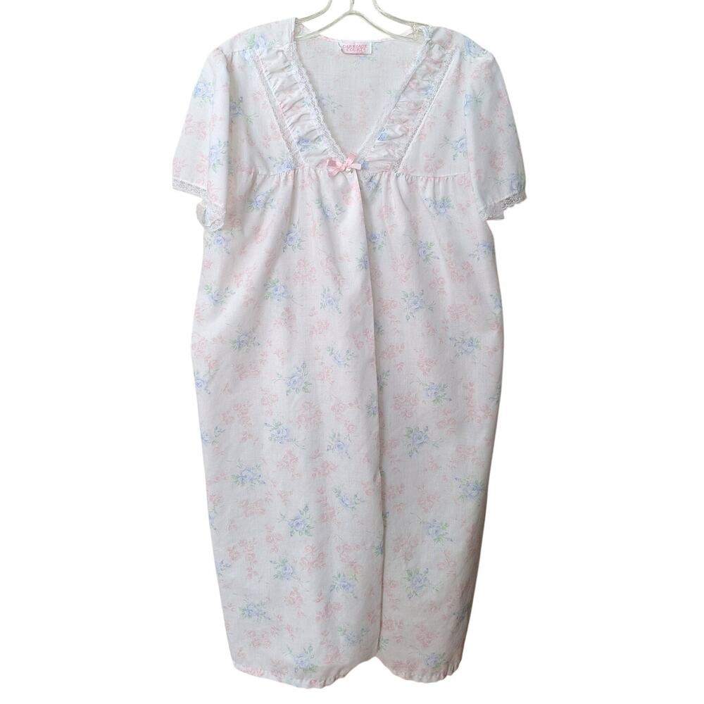 Vtg Carriage Court SEARS 1pc Sleepwear Light Robe Cottage Floral Sz. M 12-14 USA